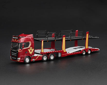 [Pre-Order] Mini GT 1:64 Scania 770S A6x4NA Car Transporter V8 50th anniversary + Car transporter – Red – Limited Edition