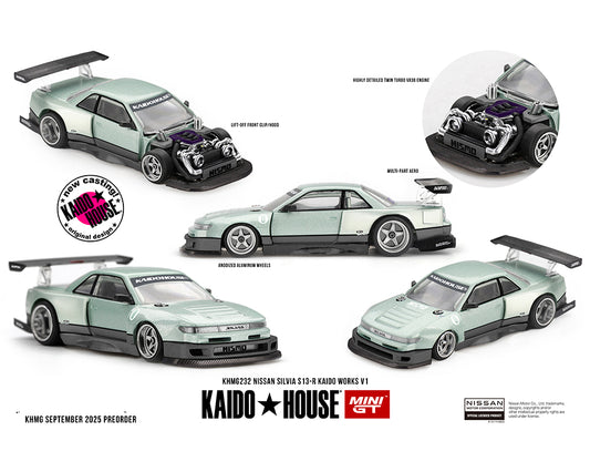 [Pre-Order] Kaido House x Mini GT Nissan Silvia S13-R KAIDO WORKS V1 – Sea Foam Green