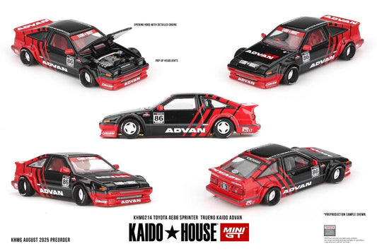 [Pre-Order] Kaido House x Mini GT Toyota AE86 Sprinter Trueno Kaido ADVAN – Red/Black