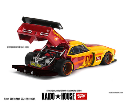 [Pre-Order] Kaido House x Mini GT Chevrolet Camaro Kaido Racing Team V1- Red with Yellow Two-Tone