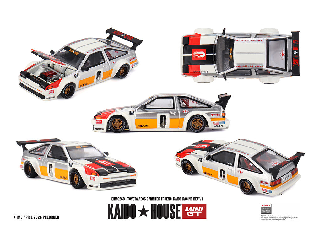 [Pre-Order] Kaido House x Mini GT Toyota AE86 Sprinter Trueno Kaido Racing Dev V1 – White