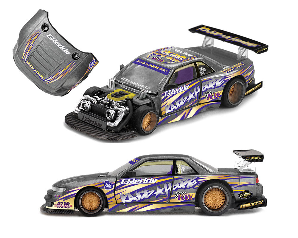 [Pre-Order] Kaido House x Mini GT Nissan Silvia S13-R Kaido Drift V1 Greddy – Gunmetal Gray