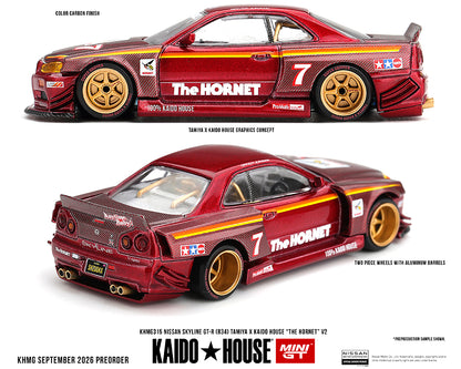 [Pre-Order] Kaido House x Mini GT Nissan Skyline GT-R (R34) TAMIYA x KAIDO HOUSE “The Hornet” V2 – M. Red Carbon