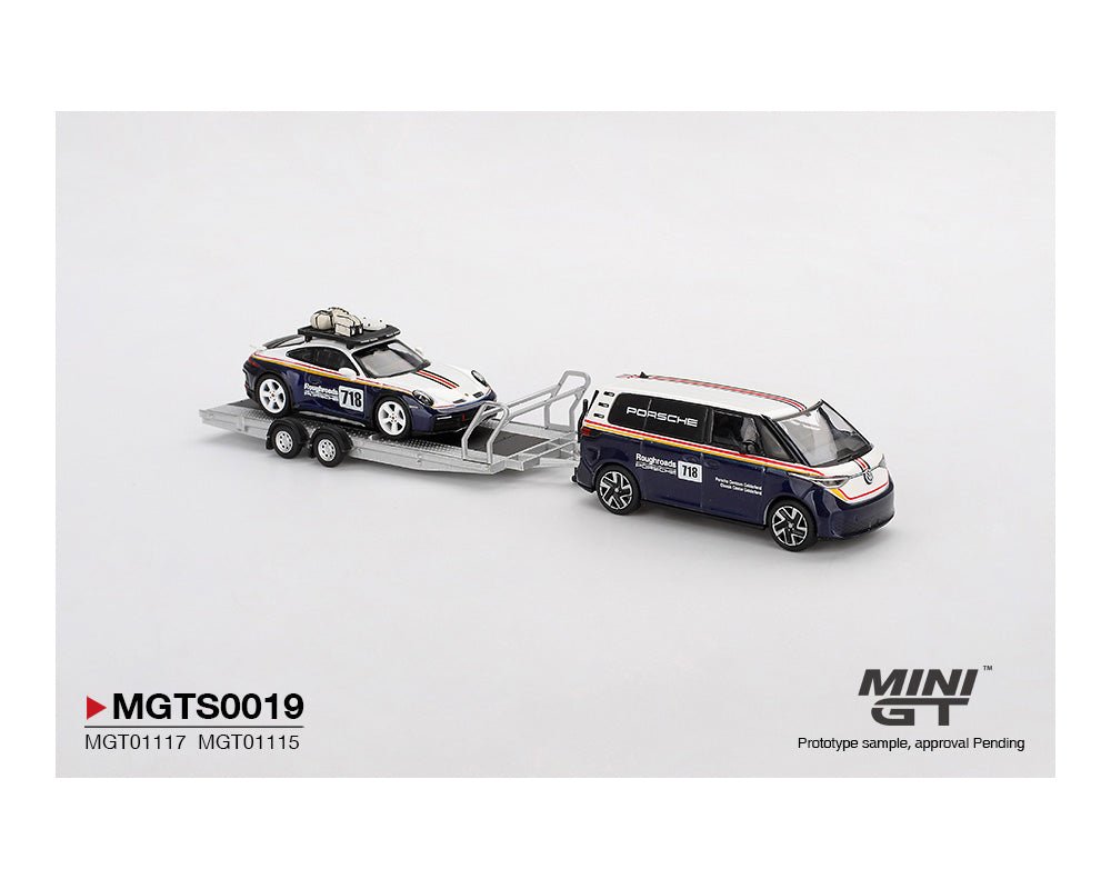 [Pre-Order] Mini GT 1:64 Porsche 911 Dakar #718 / Volkswagen ID. Buzz Porsche Centrum Gelderland Roughroads Set