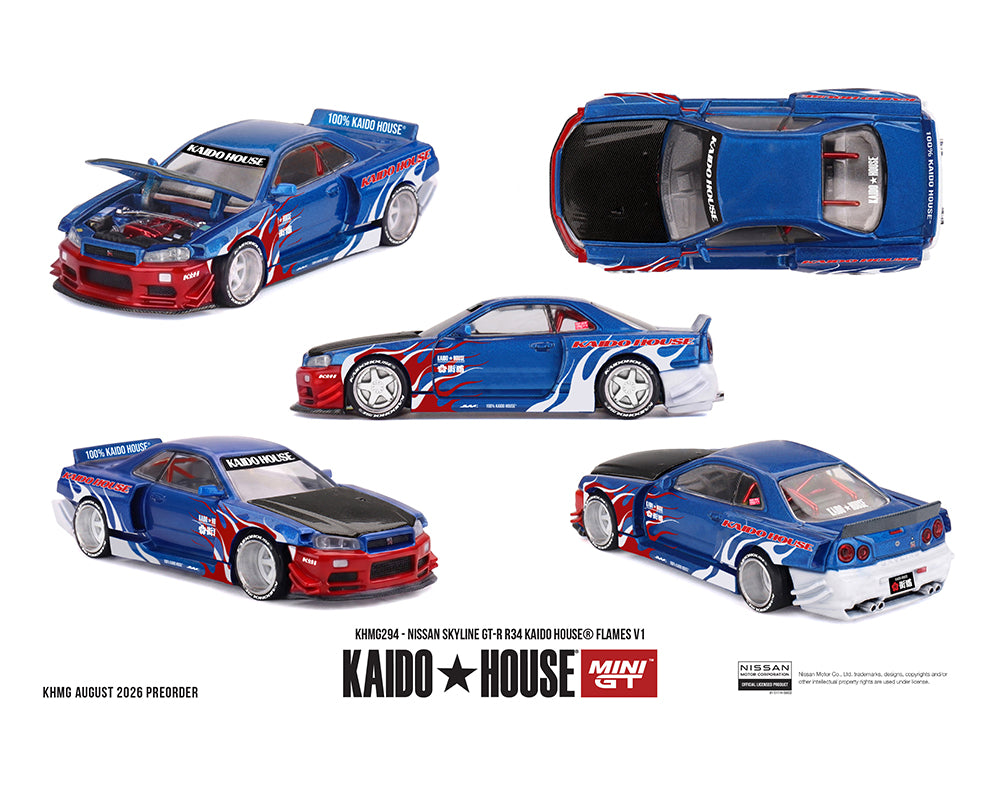 [Pre-Order] Kaido House x Mini GT 1:64 Nissan Skyline GT-R R34 Kaido House Flames V1