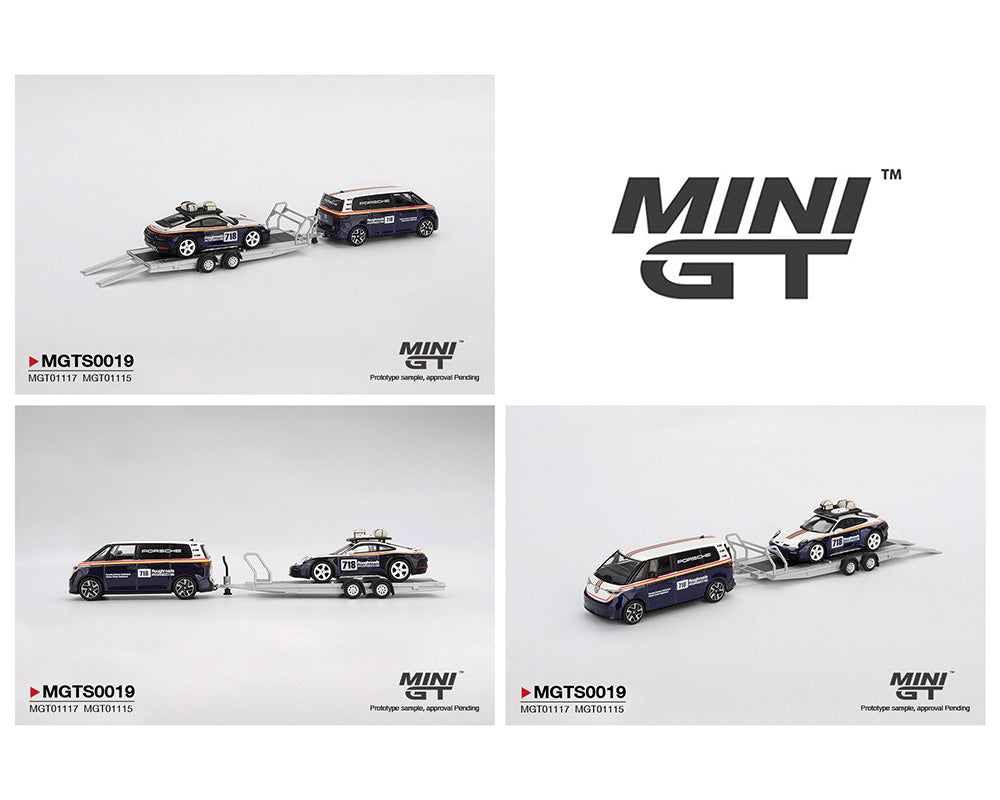 [Pre-Order] Mini GT 1:64 Porsche 911 Dakar #718 / Volkswagen ID. Buzz Porsche Centrum Gelderland Roughroads Set