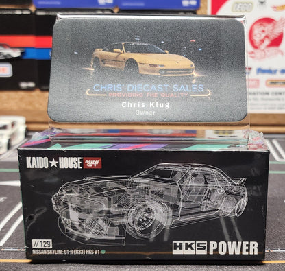Kaido House x Mini GT 1:64 Nissan Skyline GT-R (R33) HKS V1 – Black Green