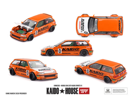 [Pre-Order] Kaido House x Mini GT 1:64 Honda Civic (EF) Kaido Sports V1 – Orange – Limited Edition