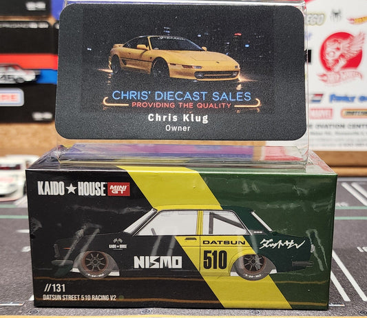 Kaido House x Mini GT 1:64 Datsun Street 510 Racing V2 – Black Yellow