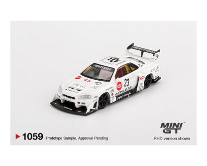[Pre-Order] Mini GT 1:64 Nissan LB-ER34 Super Silhouette ATHLETE/COLLET – White