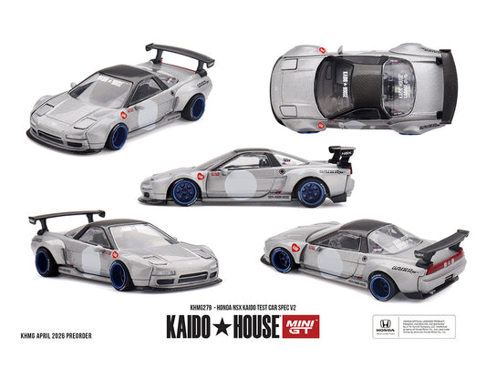 [Pre-Order] Kaido House x Mini GT Honda NSX Kaido Test Car Spec V2 – Silver w/ Carbon