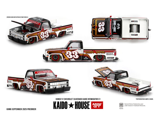 [Pre-Order] Kaido House x Mini GT Chevrolet Silverado KAIDO Intimidator V1 – White w/ Brown Two-tone