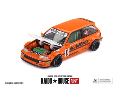 [Pre-Order] Kaido House x Mini GT 1:64 Honda Civic (EF) Kaido Sports V1 – Orange – Limited Edition